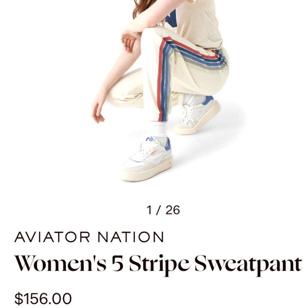 AV Aviator Nation Women SzM Wht/5stripe Sweatpants